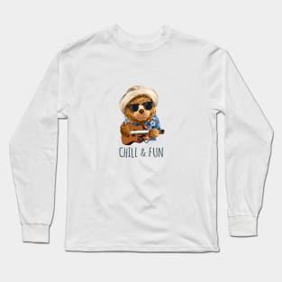 Cute bear design "Chill & Fun" Long Sleeve T-Shirt